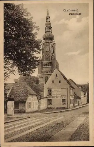 Ak Hansestadt Greifswald, Domstraße, Rubenow Restaurant