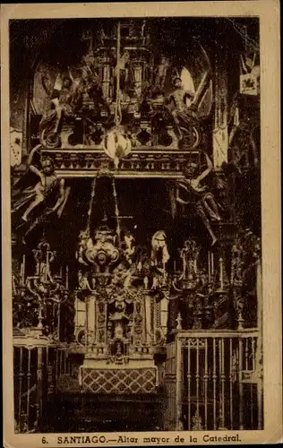 Ak Santiago de Compostela Galicien Spanien, Kathedrale, Altar mayor