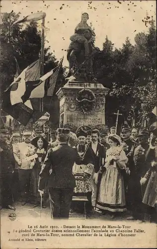 Ak Mars la Tour Lothringen Meurthe et Moselle, Monument, General Couturier, 16. August 1910