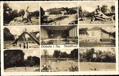 Ak Döbeln in Sachsen, Stadtbad, Plastik