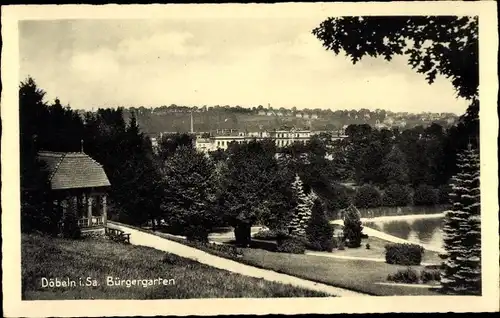 Ak Döbeln in Mittelsachsen, Bürgergarten, See, Spazierweg