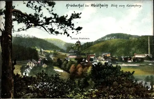 Ak Kriebethal Kriebstein Sachsen, Blick vom Katzenberg, Schloss Kriebstein