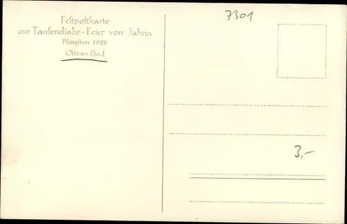 Ak Jahna Ostrau in Sachsen, Tausenjahr-Feier, Pfingsten 1929