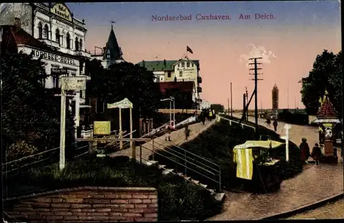 Ak Nordseebad Cuxhaven, Am Deich, Hotel Kaiserhof, Hotel Continental