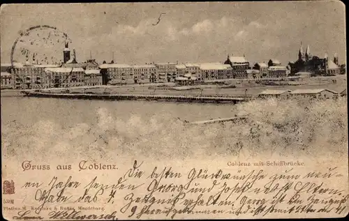 Ak Koblenz am Rhein, Ortsansicht, Schiffbrücke