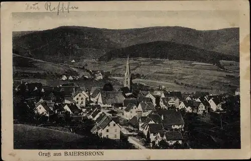 Ak Baiersbronn im Schwarzwald, Ortsansicht, Kirchturm