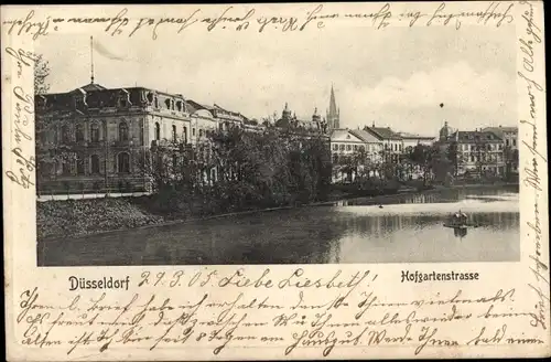 Ak Düsseldorf am Rhein, Hofgartenstraße, Kirchturm