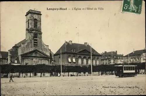 Ak Longwy Haut Meurthe et Moselle, Kirche und Rathaus