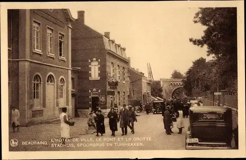 Ak Beauraing Wallonien Namur, Hotel de Ville, Pont et la Grotte