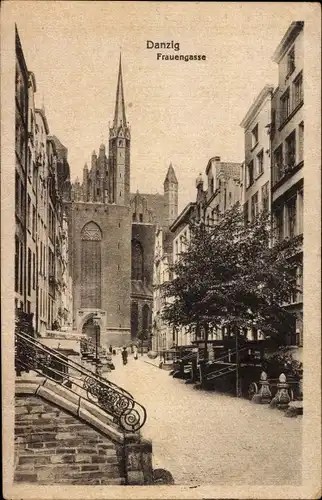 Ak Gdańsk Danzig, Blick in die Frauengasse zur Kirche