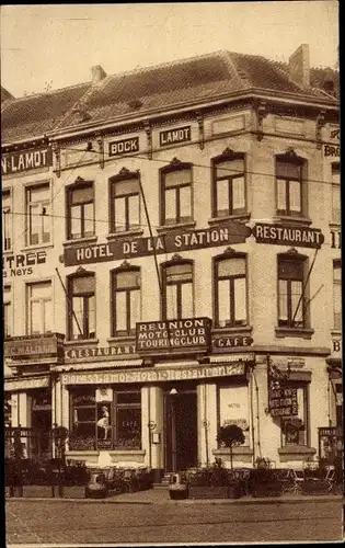 Ak Malines Flandern Antwerpen, Leclercq De Graef, Hotel de la Station