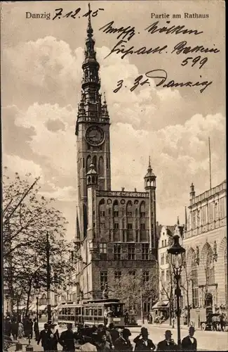 Ak Gdańsk Danzig, Partie am Rathaus