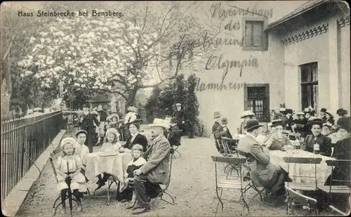 Ak Bensberg Bergisch Gladbach, Haus Steinbreche, Terrasse, Gäste