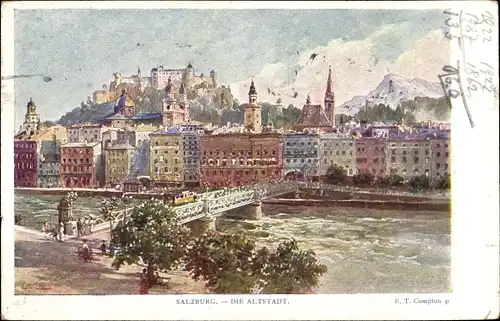 Künstler Ak Compton, Edward Theodore, Salzburg in Österreich, Altstadt