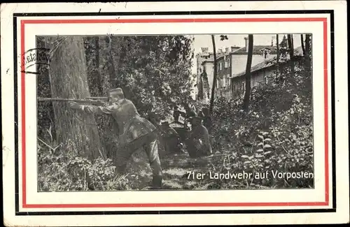 Ak 71er Landwehr auf Vorposten, Deutsche Soldaten, Soldatenleben, I. WK