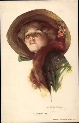 Künstler Ak Boileau, Philip, Portrait einer Frau mit Hut