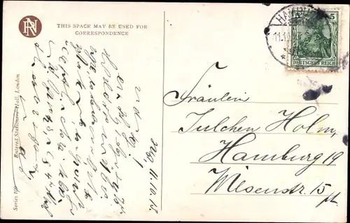 Ak Gemaltes Portrait einer Frau, Hut mit Schleife