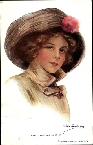 Künstler Ak Boileau, Philip, Dame mit Hut und Mantel, Portrait