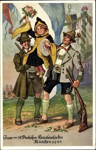 Ak München, 18. Deutsches Bundesschießen 1927, Sieger, Schütze, Gewehr