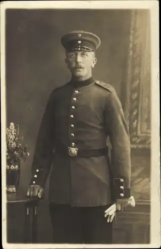 Foto Ak Gdańsk Danzig, Deutscher Soldat in Uniform, Regiment 21, Portrait