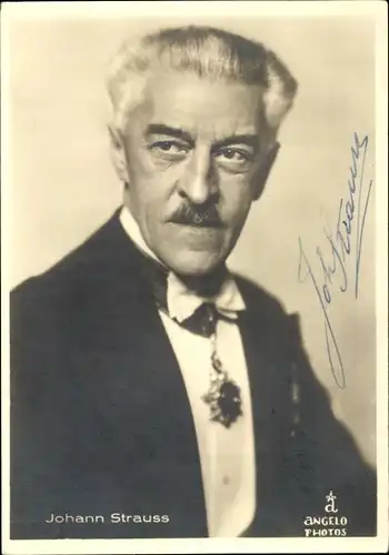 Ak Komponist Johann Strauß Enkel, Portrait, 1866 bis 1939, Autogramm