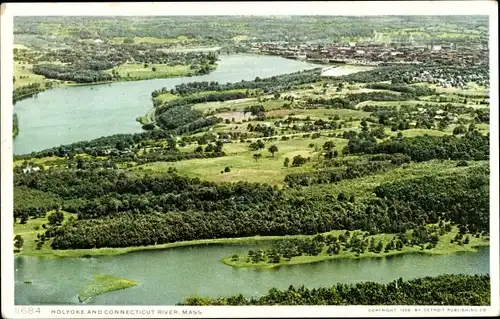 Ak Massachusetts USA, Holyoke und Connecticut River