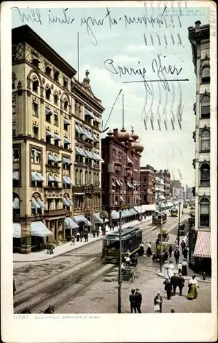 Ak Springfield Massachusetts USA, Hauptstraße