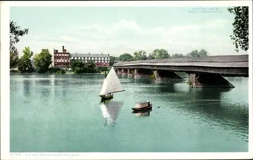 Ak Springfield Massachusetts USA, alte Mautbrücke