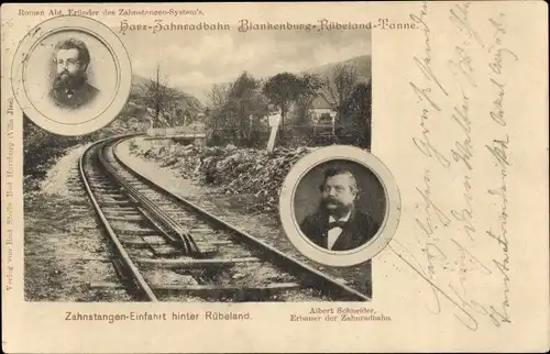 Ak Rübeland Oberharz am Brocken, Harz Zahnradbahn, Zahnstangen Einfahrt, Roman Abt, A. Schneider