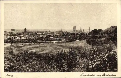 Ak Gdańsk Danzig, Totalansicht vom Bischofsberg