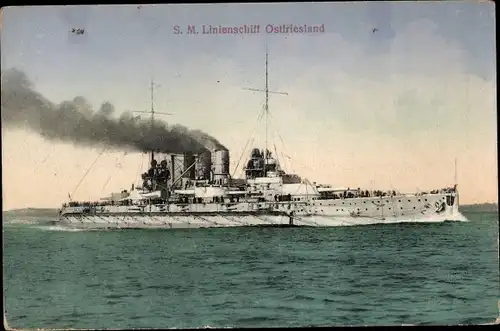 Ak Deutsches Kriegsschiff, SMS Ostfriesland, Linienschiff