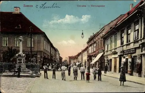 Ak Zemun Semlin Beograd Belgrad Serbien, Herrengasse, Denkmal