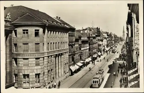 Ak Karlsruhe in Baden, Kaiserstraße, Straßenbahn