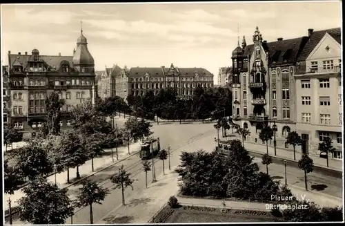 Ak Plauen im Vogtland, Dittrichsplatz, Straßenbahnen
