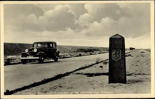 Ak Afsluitdijk Friesland Niederlande, Grenzmarkierung