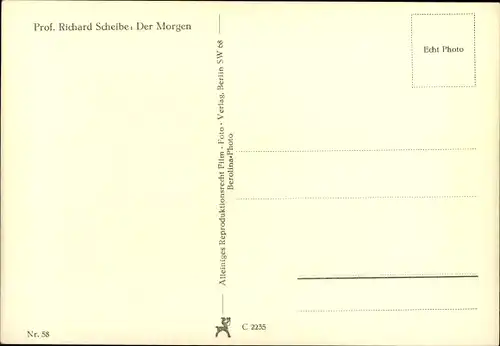 Ak Plastik von Richard Scheibe, Der Morgen, Frauenakt