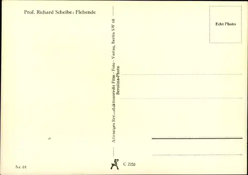 Ak Plastik von Prof. Richard Scheibe, Flehende, Frauenakt