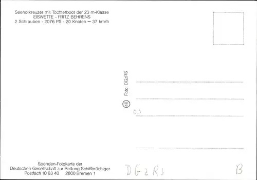 Ak Seenotkreuzer mit Tochterboot Eiswette, Seenotrettung