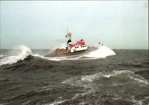 Ak Seenotkreuzer mit Tochterboot Theodor Heuss, Seenotrettung