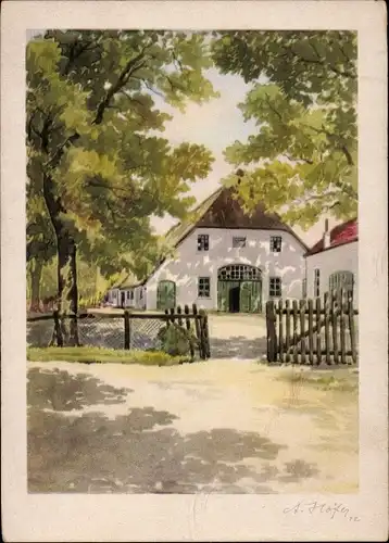 Künstler Ak Höfer, A., Niedersachsenhaus, Wohnhaus, Zaun