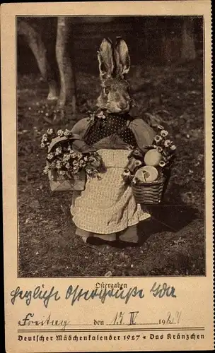 Ak Glückwunsch Ostern, Osterhase, Blumenkörbe