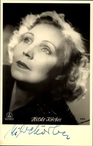 Ak Schauspielerin Hilde Körber, Portrait, Autogramm, FBZ Verlag