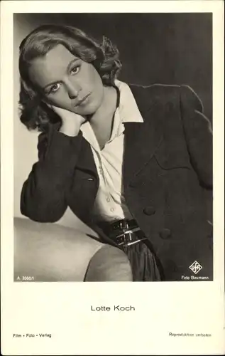 Ak Schauspielerin Lotte Koch, Portrait, Ufa Film, Autogramm