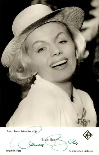 Ak Schauspielerin Erica Beer, Portrait, UfA, Autogramm
