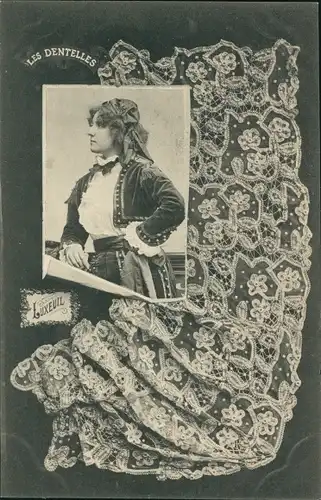 Ak Französische Tracht, Klöppelwerk, Frau-Portrait, Luxeuil