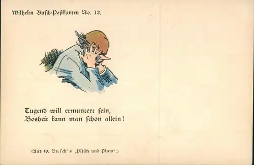 Künstler Ak Busch, W., Tugend will ermuntert sein..., Plisch und Plum