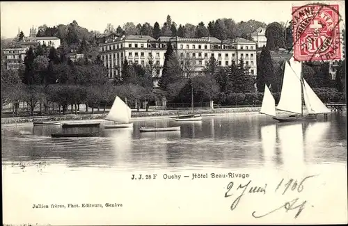 Ak Ouchy Lausanne Kanton Waadt, Hotel Beau Rivage