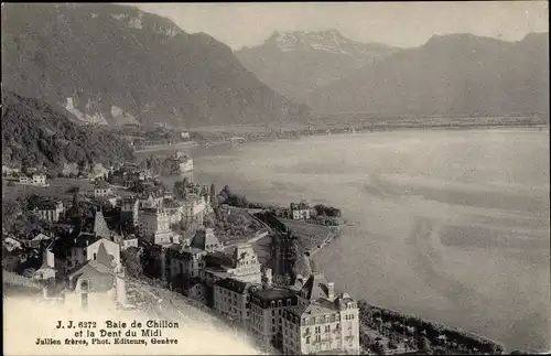 Ak Chillon, Kanton Waadt, Stadt und Dent du Midi