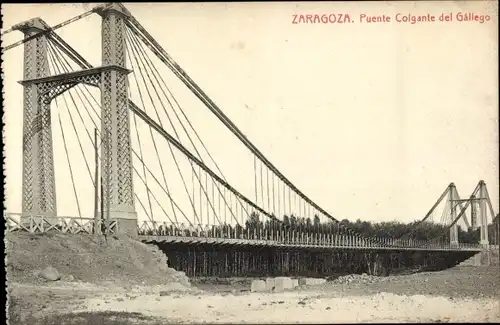 Ak Zaragoza Zaragoza Aragon, Galizische Hängebrücke