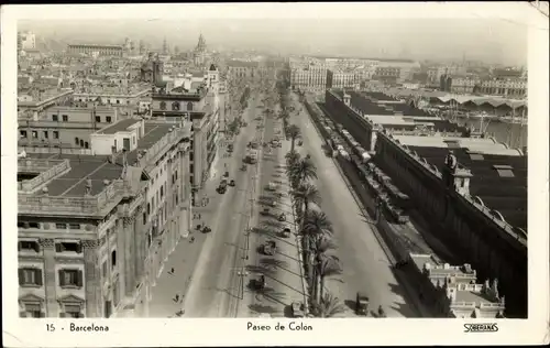 Ak Barcelona Katalonien Spanien, Paseo de Colon